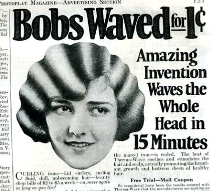 1920s vintage ad for invention to bob hair