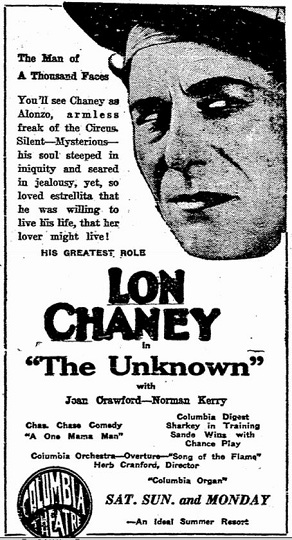 film review The Unknown starring Lon Chaney